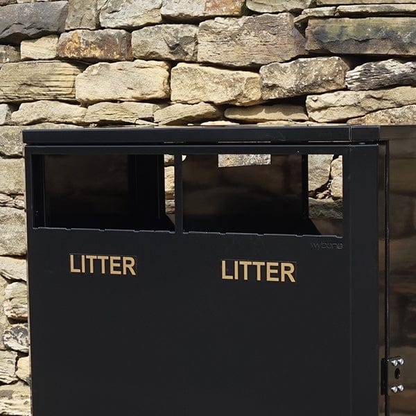 2 Compartment Outdoor Steel Recycling Bin - 224 Litre - Image 3