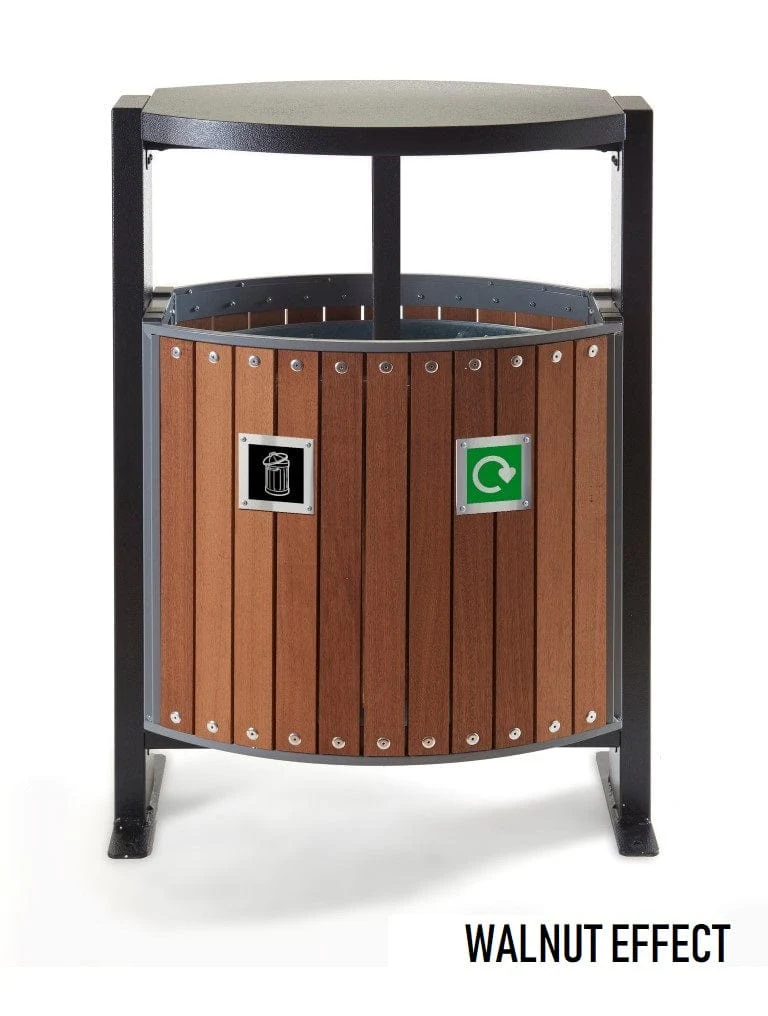 2 Compartment Outdoor Wood Look Recycling Bin (2 x 39 Litres) - Image 3