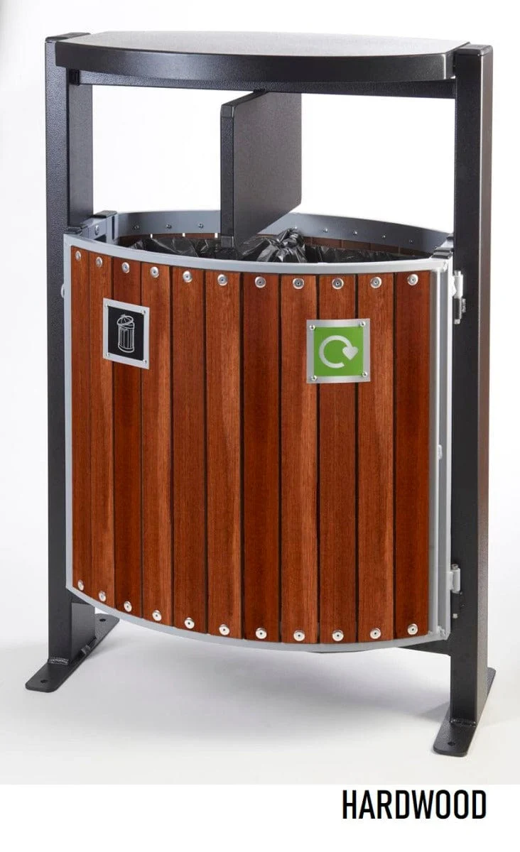 2 Compartment Outdoor Wood Look Recycling Bin (2 x 39 Litres) - Image 4