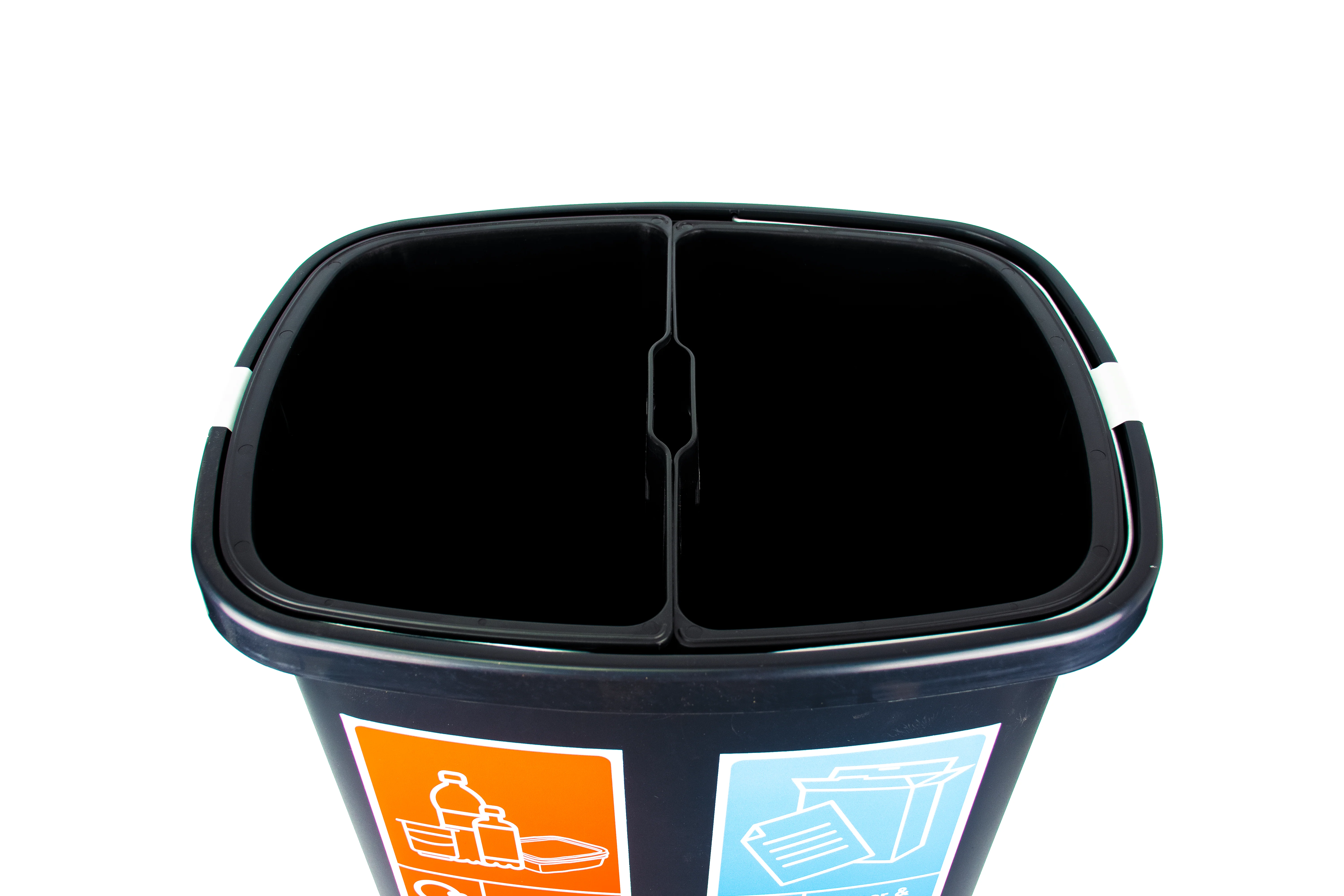 Large Durable 2 Compartment Recycling Bin with Inserts - 2 x 45 Litre - Image 4