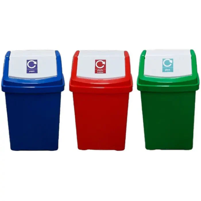 50 Litre Recycling Bin with Flip Top Lid and Recycling Sticker - Image 3