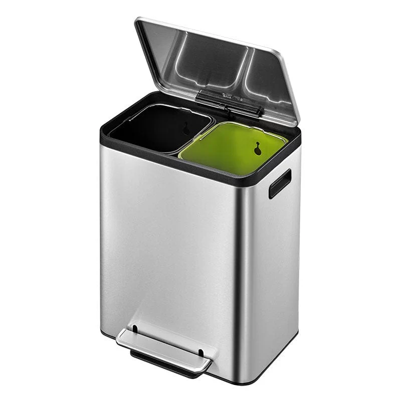 EcoCasa Dual Compartment Recycling Bin - 2x15 Litre - Image 3