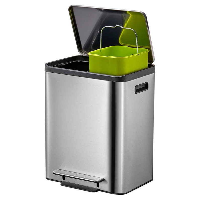 EcoCasa Dual Compartment Recycling Bin - 2x15 Litre - Image 6