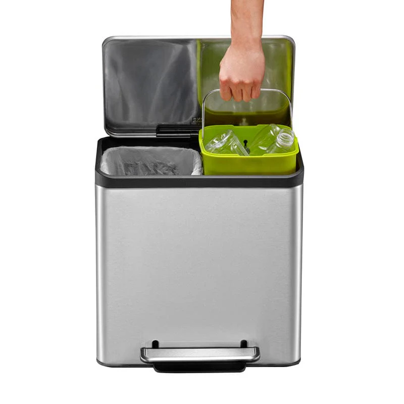 EcoCasa Dual Compartment Recycling Bin - 2x15 Litre - Image 7