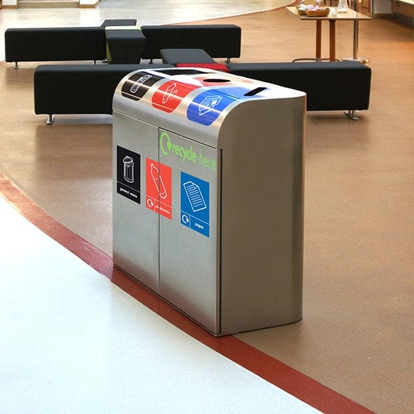 Lute Triple Indoor Recycling Station - 240 Litre - Image 3
