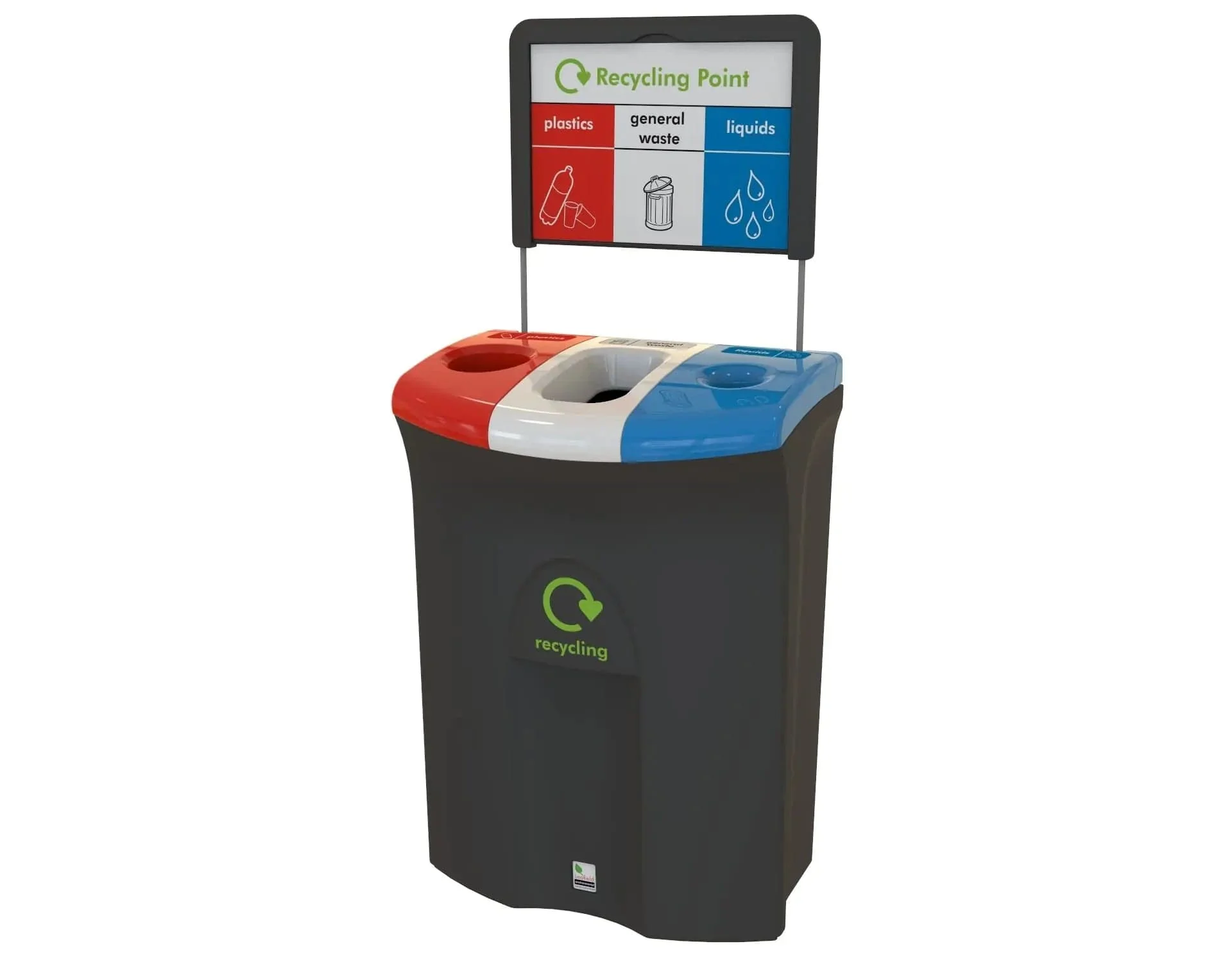 Meridian Triple Aperture Recycling Bin - 110 Litre - Image 3