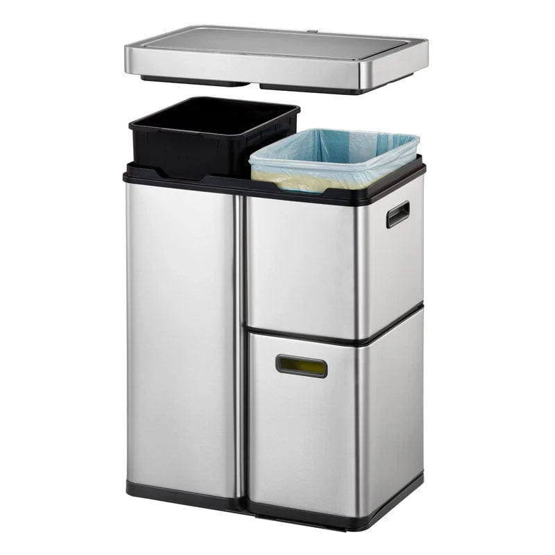 Mirage Stacked Sensor 3 Compartment Recycling Bin - 60 Litre - Image 5