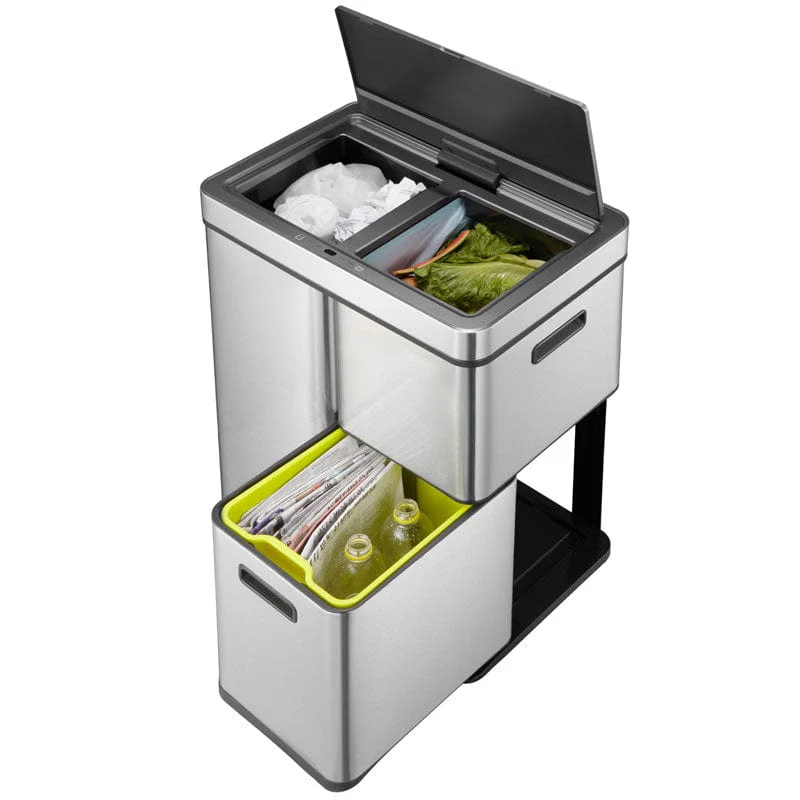 Mirage Stacked Sensor 3 Compartment Recycling Bin - 60 Litre - Image 6