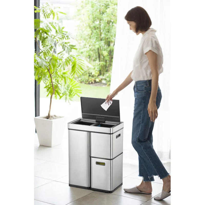 Mirage Stacked Sensor 3 Compartment Recycling Bin - 60 Litre - Image 9