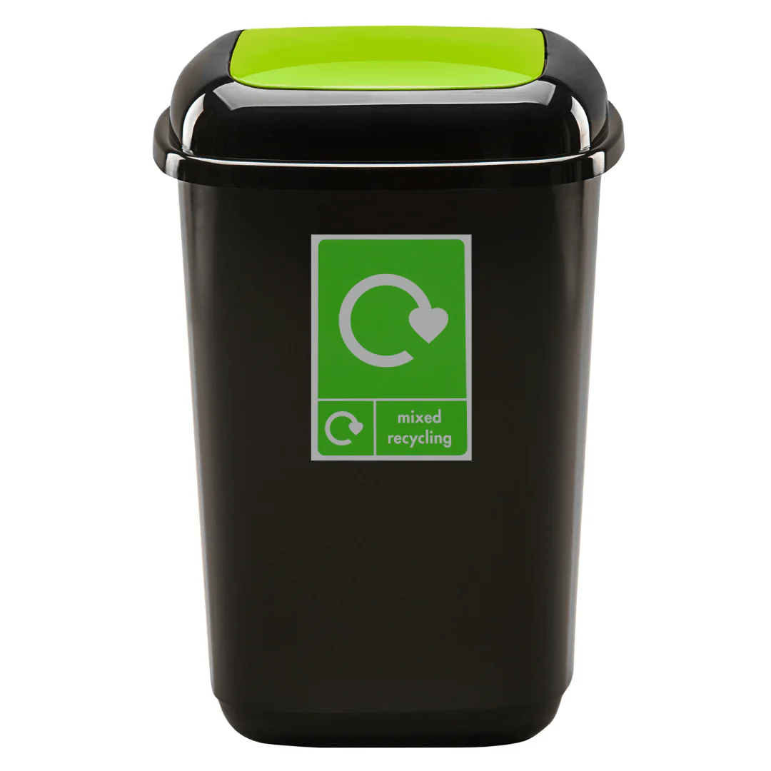 Plastic Push Lid Recycling Bin - 28 litre - Image 3
