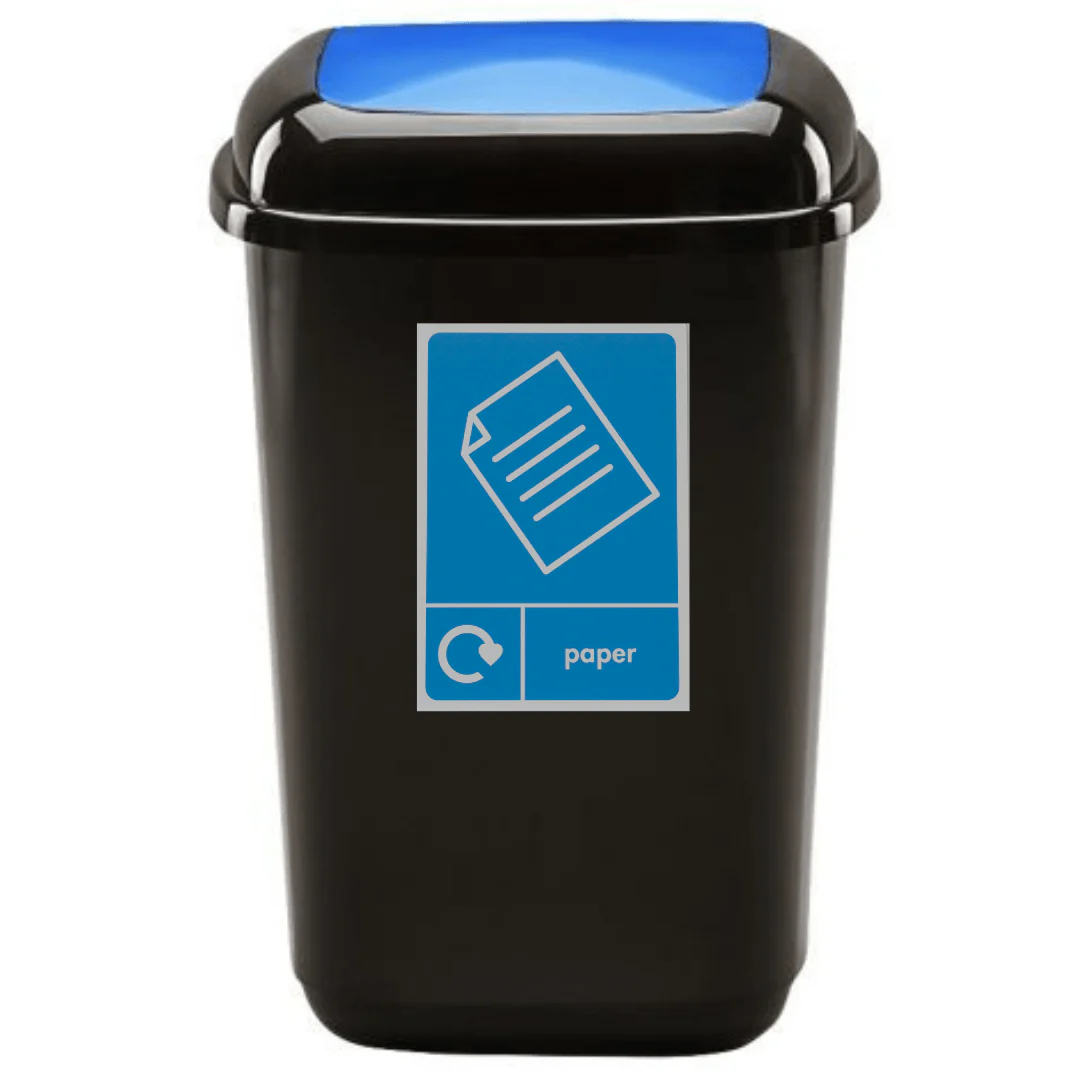 Plastic Push Lid Recycling Bin - 28 litre - Image 7