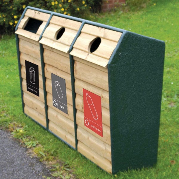 Triple Wood Recycling Bin - 294 Litre - Image 3